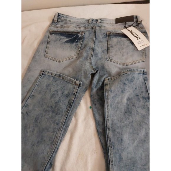 AITITIA Other - AITITIA Men's Biker Zipper Deco Washed Straight Fit Jeans 32 W